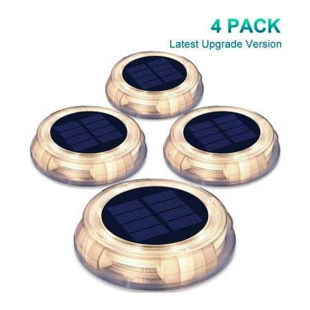E E Systems Group eLEDing Solar Powered Round Garden Decoration Dusk to Dawn Light, Warm White LED, Pack of 4 EE801WLW4-W